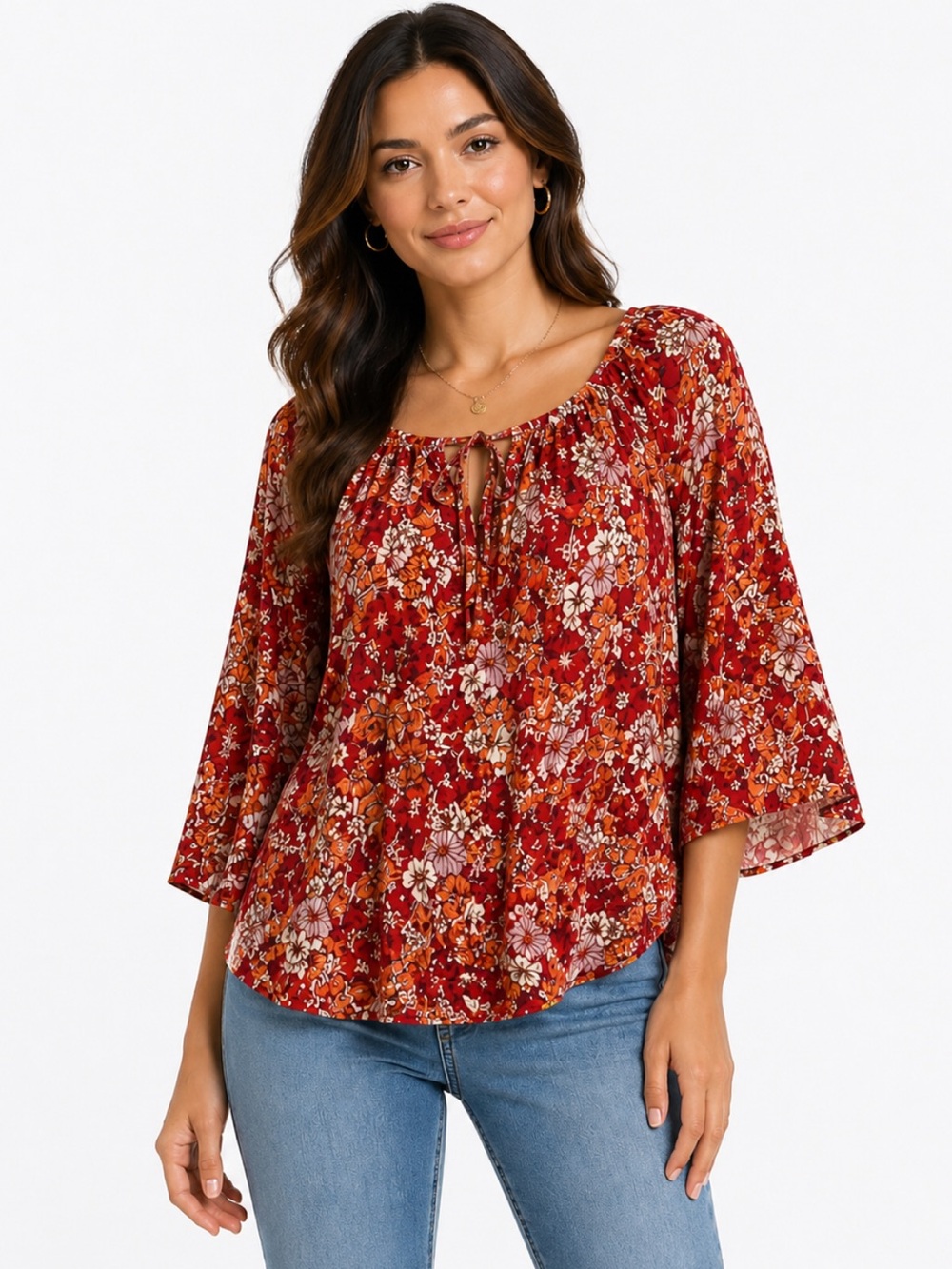 NWOT AGB floral print top, M